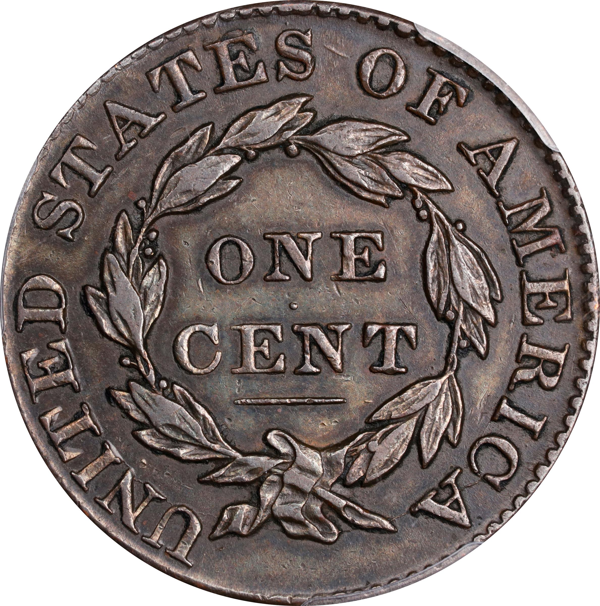 image for: 1828 Matron Head Cent. N-1. Rarity-1. Large Narrow Date. AU-53 (PCGS).