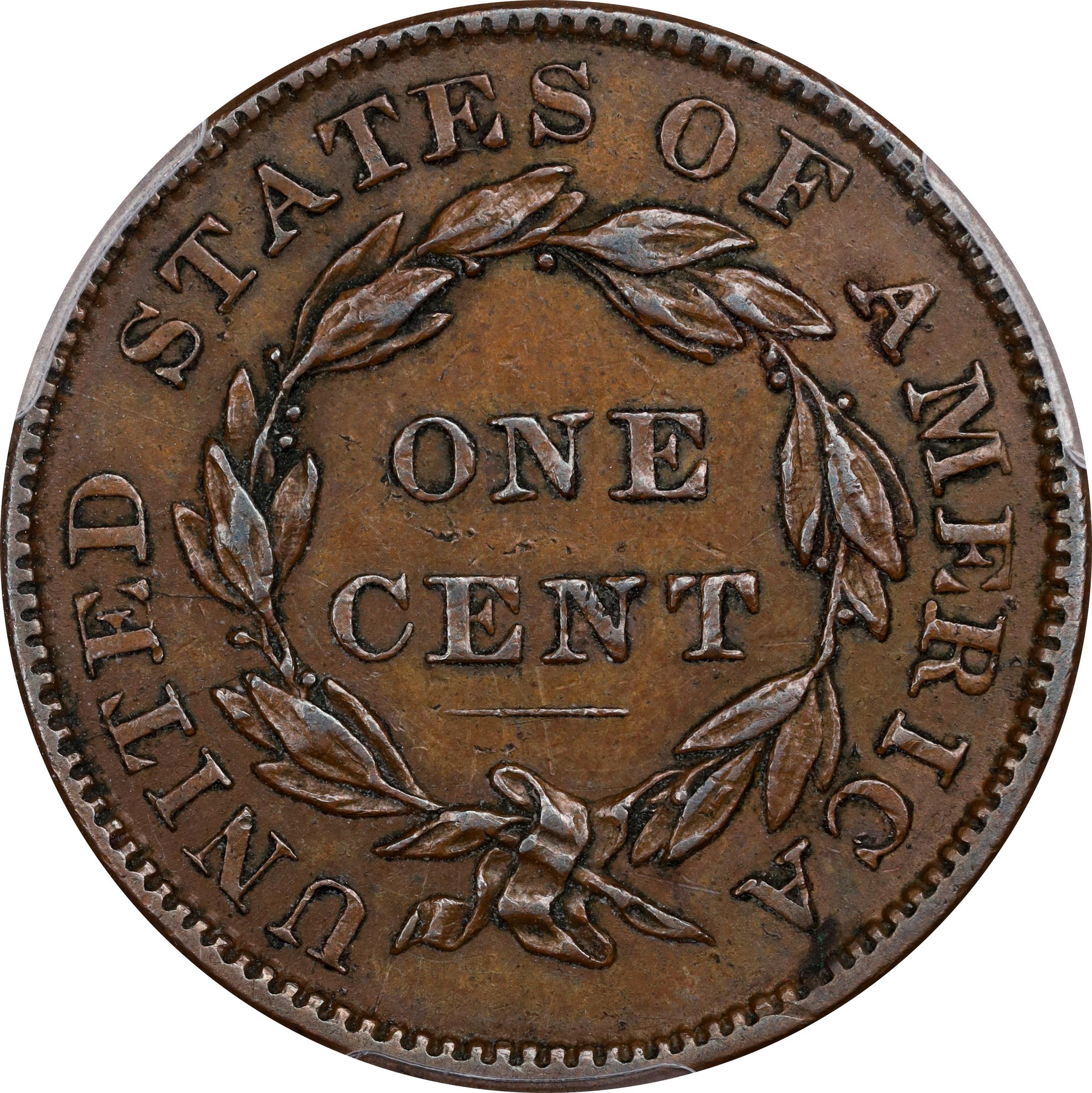 image for: 1836 Modified Matron Head Cent. N-6. Rarity-2. AU-53 (PCGS).