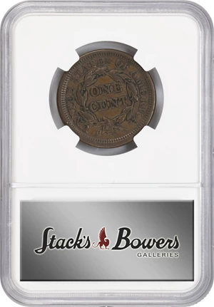 image for: 1845 Braided Hair Cent. N-9. Rarity-2. AU-53 BN (NGC).