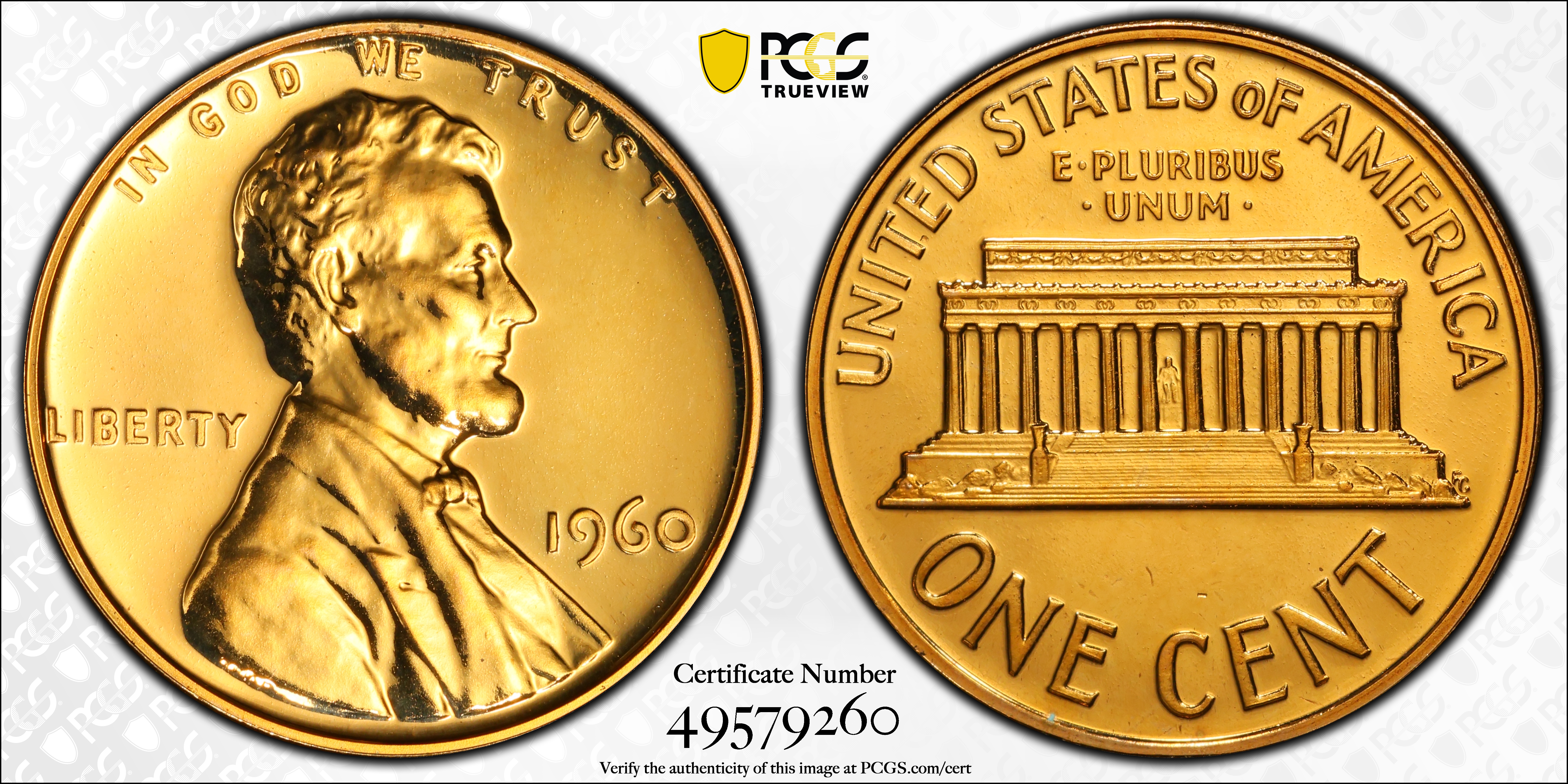 image for: 1960 Lincoln Cent. Large Date. FS-801. Doubled Die Reverse. Proof-67 RD (PCGS).