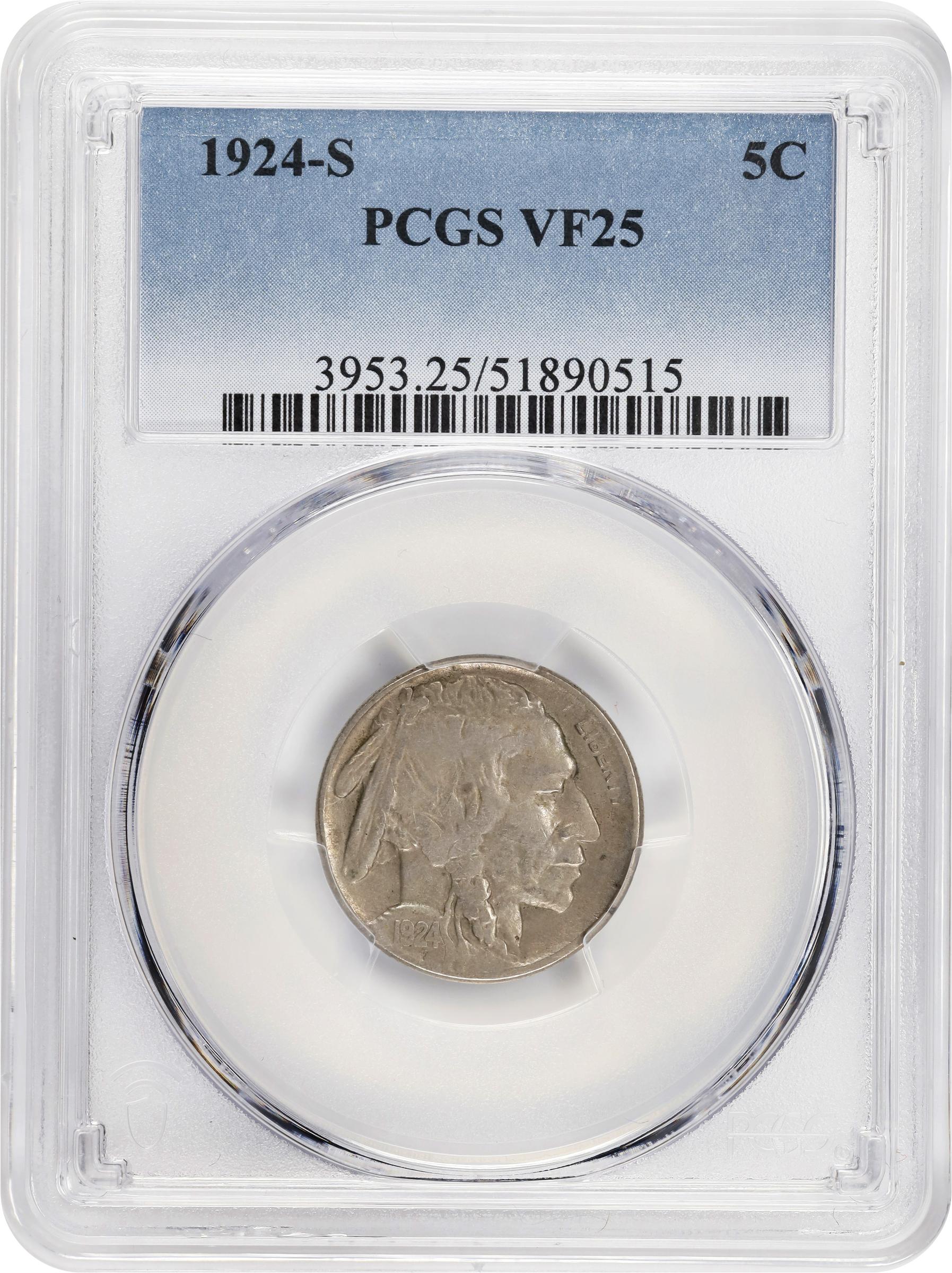 1924-S 5c VF25 CAC thumbnail 3