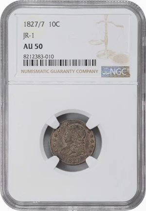 image for: 1827 Capped Bust Dime. JR-1. Rarity-3. AU-50 (NGC).