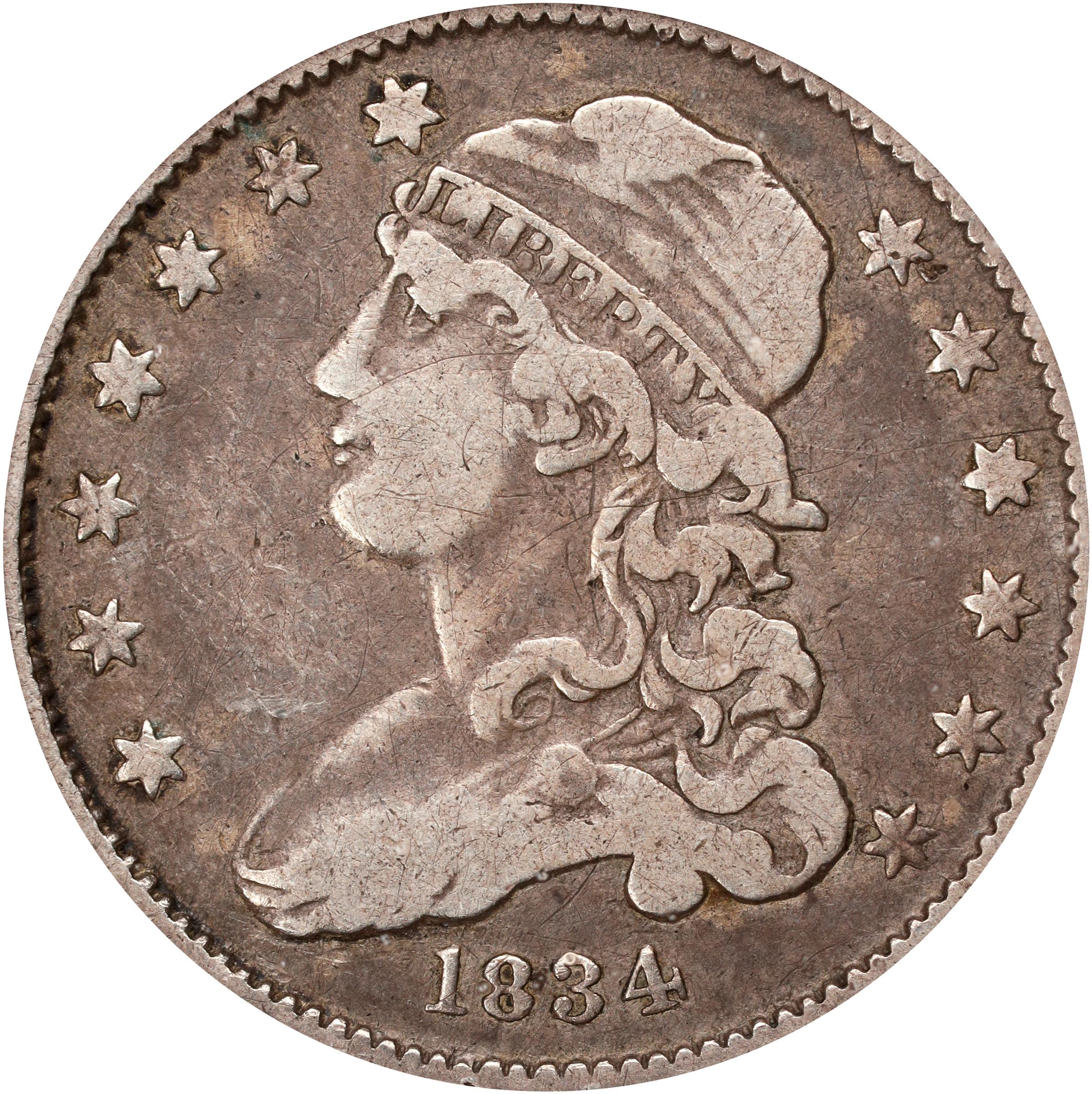 1834 Capped Bust Quarter. B-1. Rarity-1. Fine-15 (ANACS).