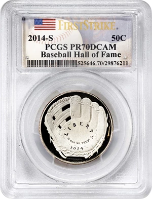 image for: 2014-S National Baseball Hall of Fame Half Dollar. First Strike. Proof-70 Deep Cameo (PCGS).