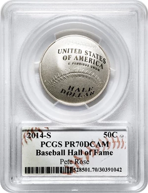 image for: 2014-S National Baseball Hall of Fame Half Dollar. Proof-70 Deep Cameo (PCGS). Pete Rose Signature.
