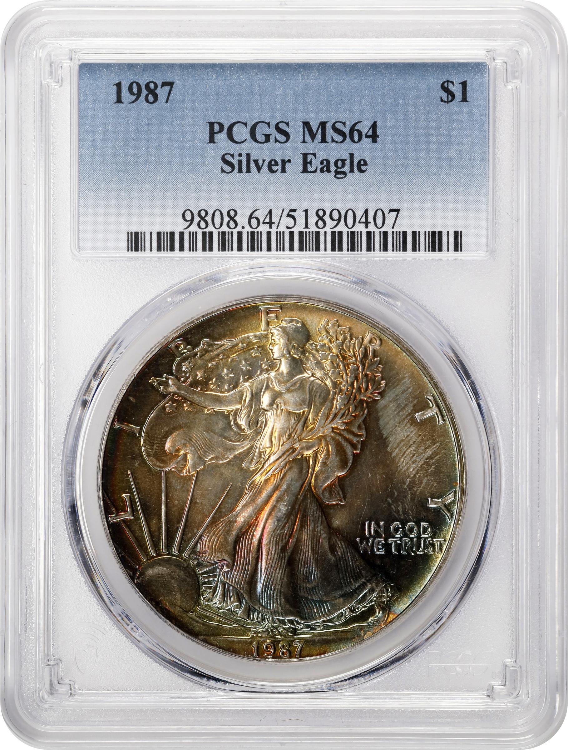 1987 $1  Silver Eagle MS64 thumbnail 3
