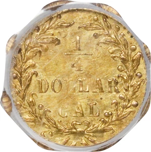 image for: 1874 Octagonal 25 Cents. BG-795. Rarity-3. Indian Head. MS-63 (PCGS).
