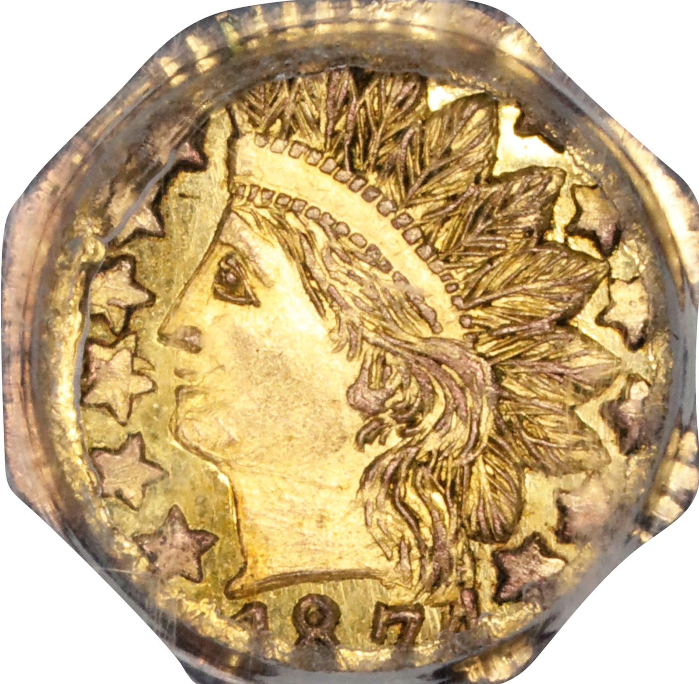 image for: 1874 Octagonal 25 Cents. BG-799Q. Rarity-5+. Indian Head. MS-63 (PCGS).