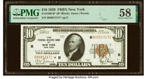 image for: Fr. 1860-B* $10 1929 Federal Reserve Bank Star Note. PMG Choice About Unc 58....