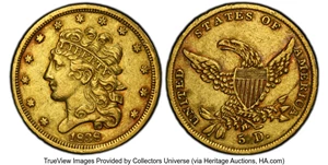 image for: 1838 $5 HM-1, R.3, XF45 PCGS. Mintage 286,588....
