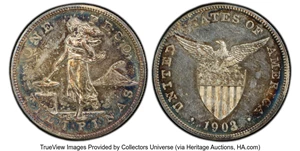 image for: 1903 Peso Philippines Peso PR63+ PCGS. PCGS Population: (43/88 and 1/4+). ...
