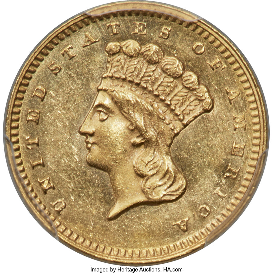 image for: 1862 G$1 MS62 Prooflike PCGS. CAC....