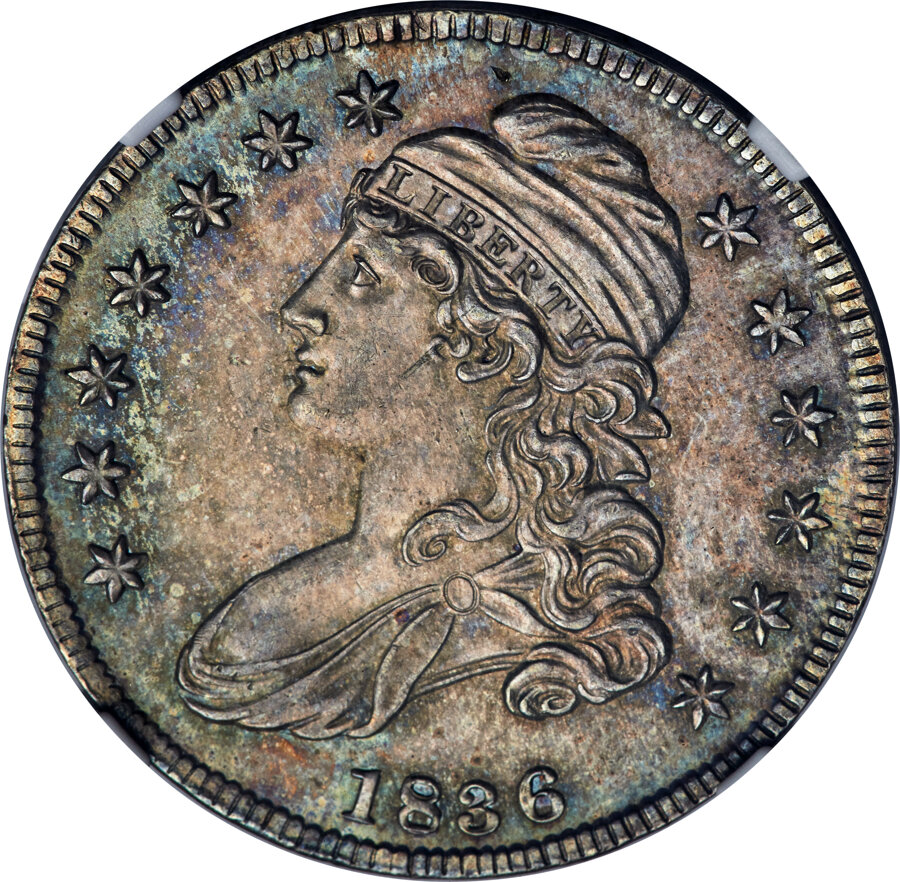 image for: 1836 50C Lettered Edge, O-115, R.3, MS64 NGC....