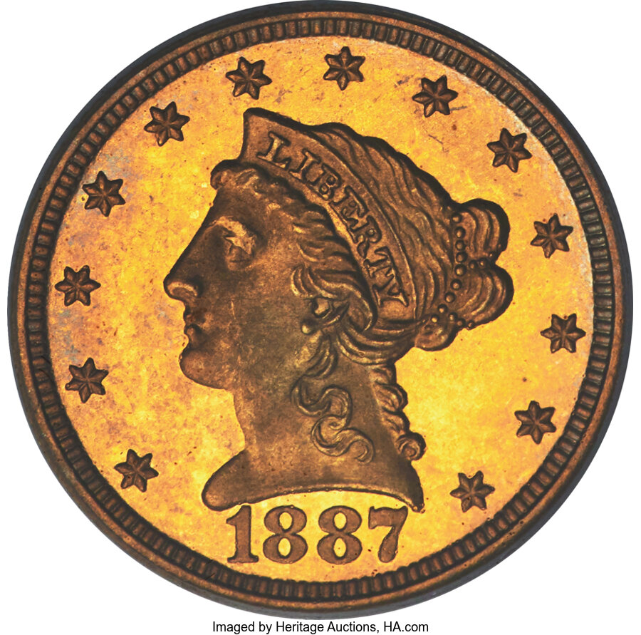 image for: 1887 $2 1/2 JD-1, R.5, PR65 Deep Cameo PCGS. JD-1, R.5....