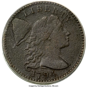 image for: 1794 1C Head of 1795, S-70, B-62, R.2, VG8 PCGS....