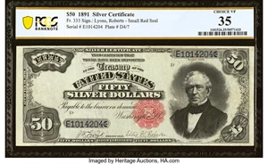 image for: Fr. 333 $50 1891 Silver Certificate PCGS Banknote Choice VF 35....