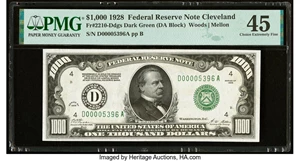 image for: Fr. 2210-D $1,000 1928 Federal Reserve Note. PMG Choice Extremely Fine 45....