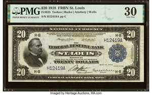 image for: Fr. 825 $20 1918 Federal Reserve Bank Note PMG Very Fine 30....