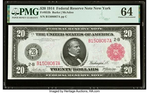 image for: Fr. 953b $20 1914 Red Seal Federal Reserve Note PMG Choice Uncirculated 64....