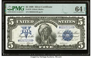 image for: Fr. 279 $5 1899 Silver Certificate PMG Choice Uncirculated 64 EPQ....