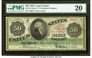 image for: Fr. 148 $50 1862 Legal Tender PMG Very Fine 20....