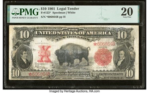 image for: Fr. 122* $10 1901 Legal Tender Star PMG Very Fine 20....