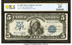 image for: Fr. 279* $5 1899 Silver Certificate Star PCGS Banknote Very Fine 25 Details....