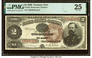 image for: Fr. 354 $2 1890 Treasury Note PMG Very Fine 25....