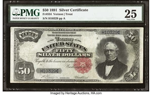 image for: Fr. 334 $50 1891 Silver Certificate PMG Very Fine 25....