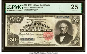 image for: Fr. 331 $50 1891 Silver Certificate PMG Very Fine 25....