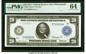 image for: Fr. 996 $20 1914 Federal Reserve Note PMG Choice Uncirculated 64....