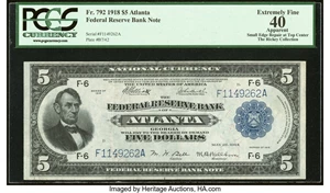 image for: Fr. 792 $5 1918 Federal Reserve Bank Note PCGS Apparent Extremely Fine 40....