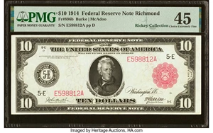 image for: Fr. 896b $10 1914 Red Seal Federal Reserve Note PMG Choice Extremely Fine 45....