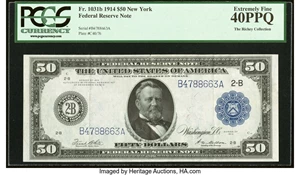 image for: Fr. 1031b $50 1914 Federal Reserve Note PCGS Extremely Fine 40PPQ....