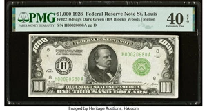 image for: Fr. 2210-H $1,000 1928 Federal Reserve Note. PMG Extremely Fine 40 EPQ....