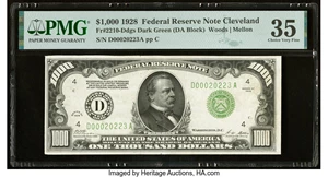 image for: Fr. 2210-D $1,000 1928 Federal Reserve Note. PMG Choice Very Fine 35....