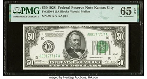 image for: Fr. 2100-J $50 1928 Federal Reserve Note. PMG Gem Uncirculated 65 EPQ....