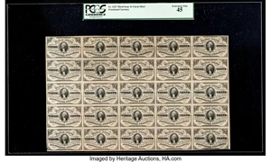 image for: Fr. 1227 3¢ Third Issue Full Sheet of 25 PCGS Extremely Fine 45....