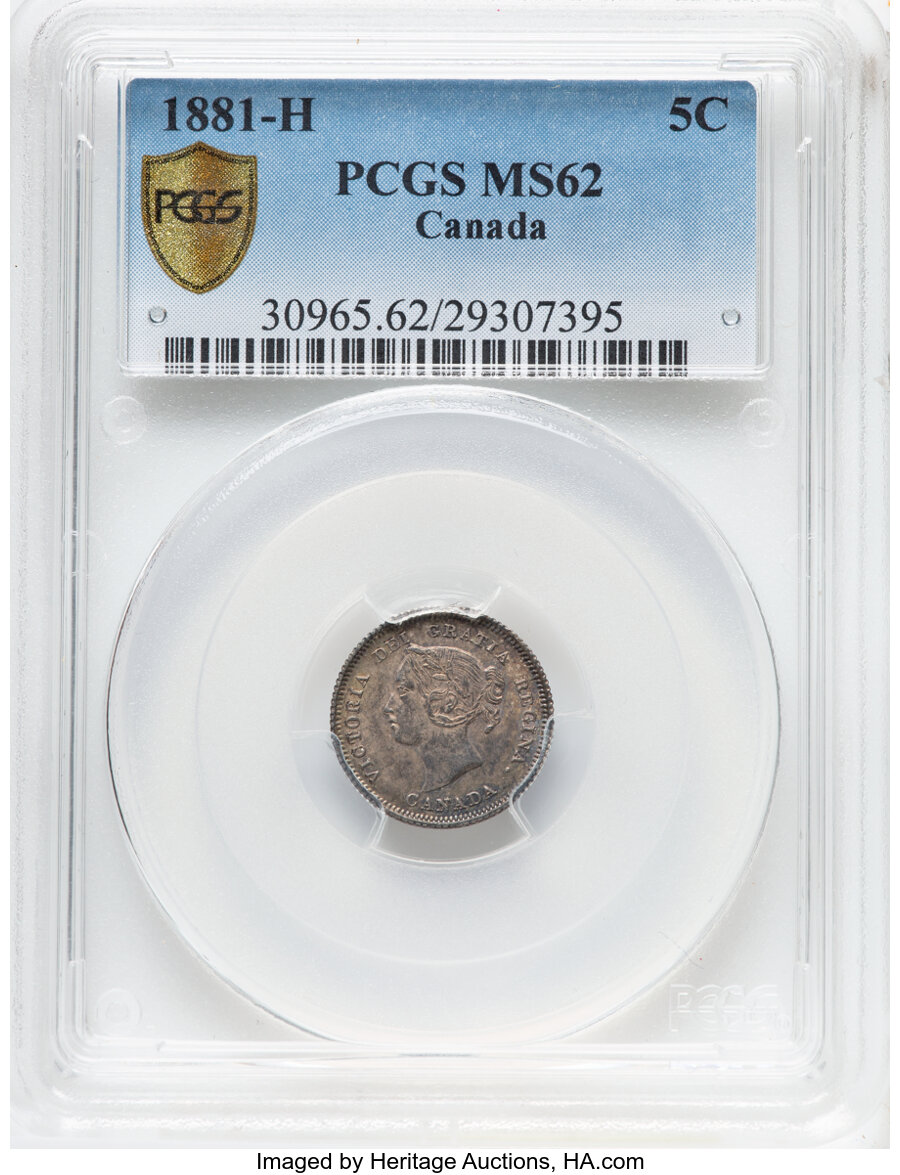 image for: Canada: Victoria 5 Cents 1881-H MS62 PCGS,...