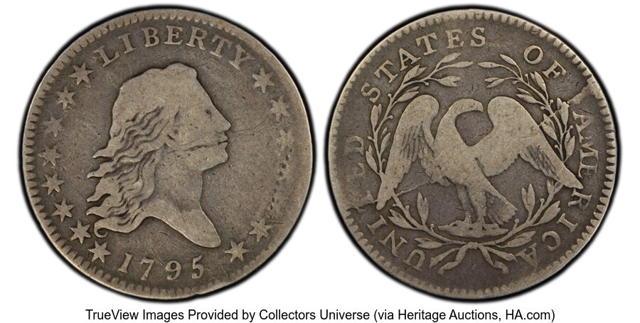 image for: 1795 50C 2 Leaves, O-107a, T-31, R.5, VG10 PCGS. PCGS Population: (4/11)....