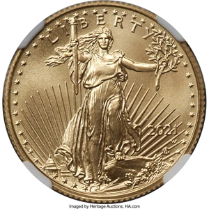 image for: 2021-W $10 Quarter Ounce Gold Eagle, Type Two, Unfinished Proof Dies, MS70 NGC....