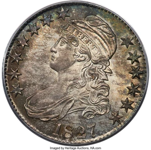 image for: 1827 50C Square Base 2, O-126, R.3, MS64 PCGS....