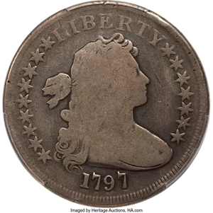 image for: 1797 $1 9x7 Stars, Large Letters, B-1, BB-73, R.3, Good 6 PCGS. CAC....