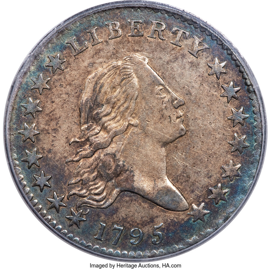 image for: 1795 50C Two Leaves, O-130, T-8, Low R.5, AU53 PCGS....