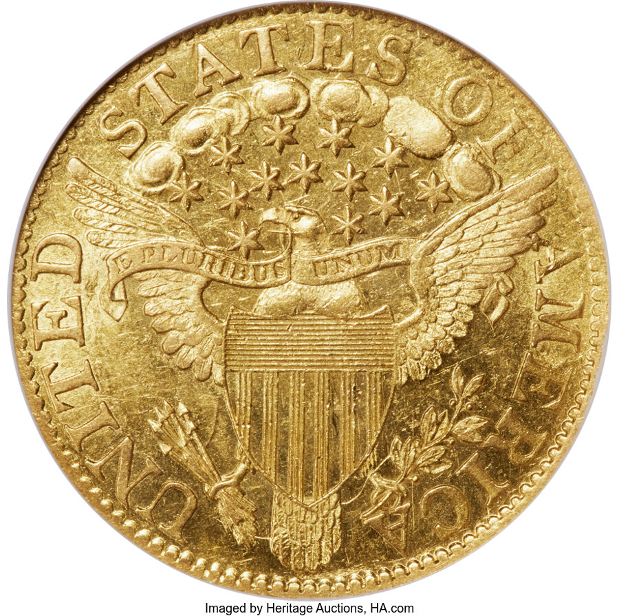 image for: 1799 $5 Large Reverse Stars, BD-5, High R.5, MS61 NGC. CAC....