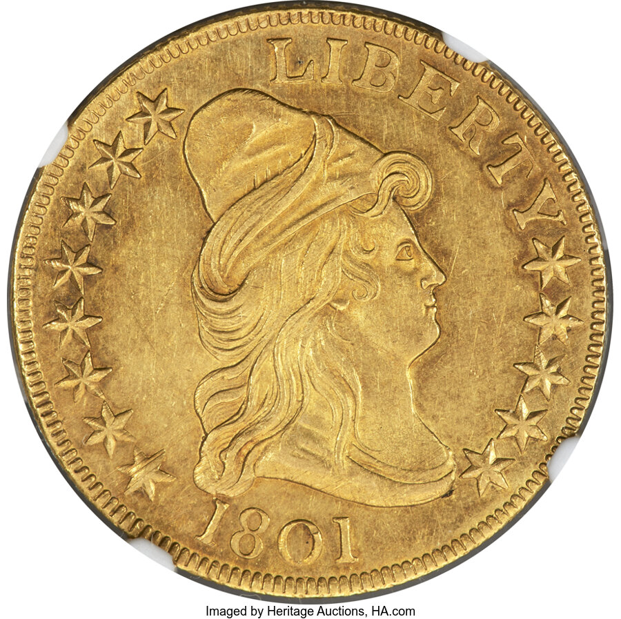 image for: 1801 $10 BD-2, R.2, MS61 NGC....