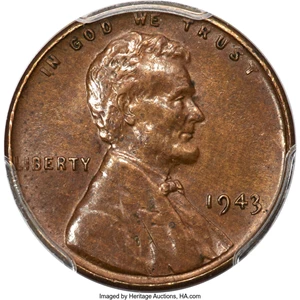 image for: 1943 1C Struck on a Bronze Planchet AU55 PCGS. CAC....