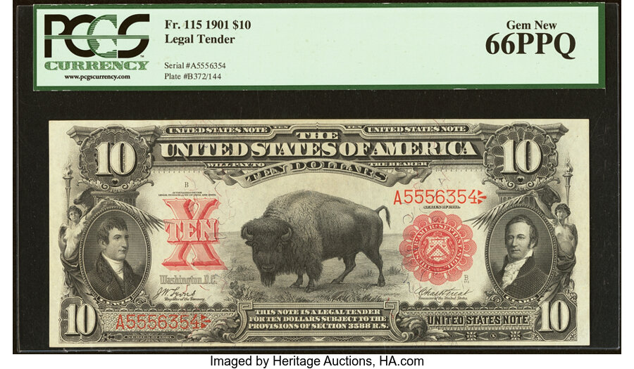 image for: Fr. 115 $10 1901 Legal Tender PCGS Gem New 66PPQ....