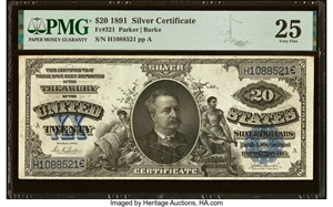 image for: Fr. 321 $20 1891 Silver Certificate PMG Very Fine 25....