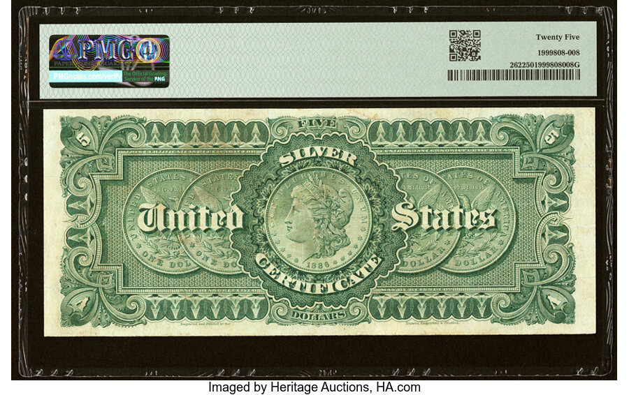 image for: Fr. 262 $5 1886 Silver Certificate PMG Very Fine 25....